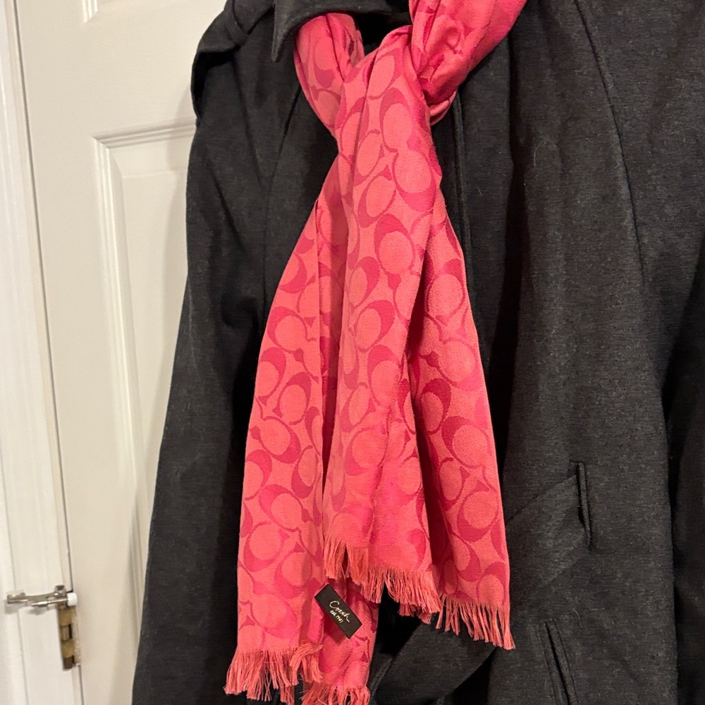 Coach Vibrant Pink Logo Scarf